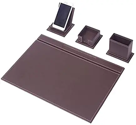 Desk Blotter Set Vegan 4 pcs Imitation Leather Desk pad Set with Mobile Phone Holder, Desk pad Set in 2 Colors
Desk Blotter Set Vegan 4 pcs Imitation Leather Desk pad Set with Mobile Phone Holder, Desk pad Set in 2 Colors