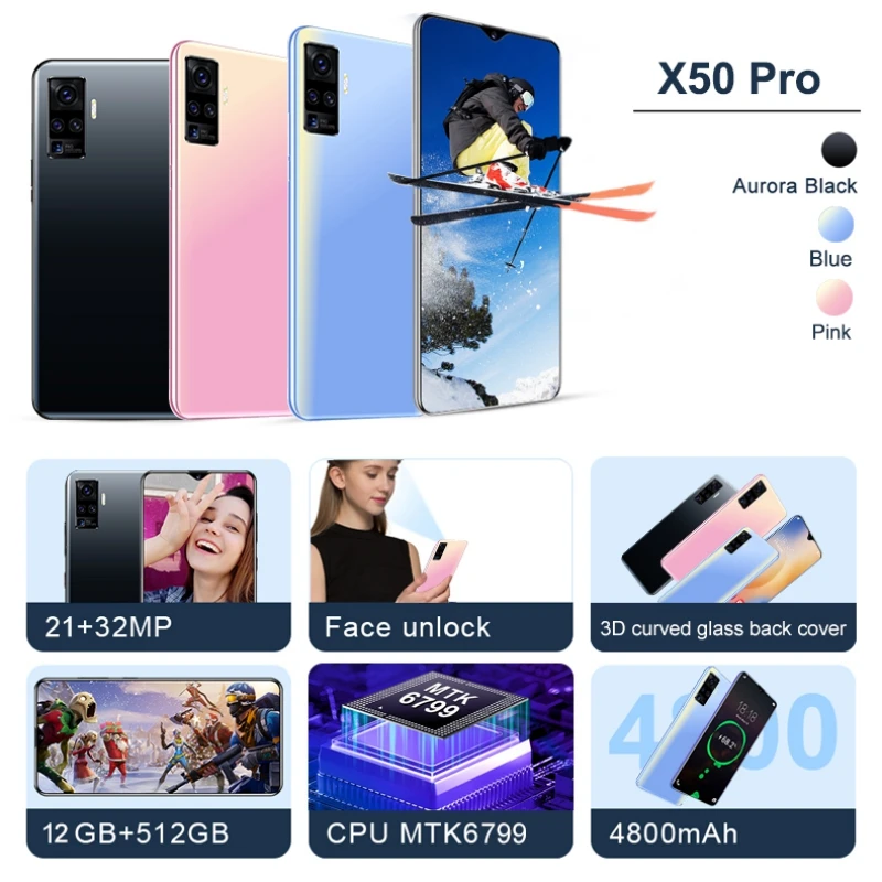 Hot X50 Pro 6.7 Inch Universal 5G LET Cellphones Android Smartphones 12+512GB Face Unlock 10-Core MTK6779 Dual SIM Mobile Phone
Hot X50 Pro 6.7 Inch Universal 5G LET Cellphones Android Smartphones 12+512GB Face Unlock 10-Core MTK6779 Dual SIM Mobile Phone