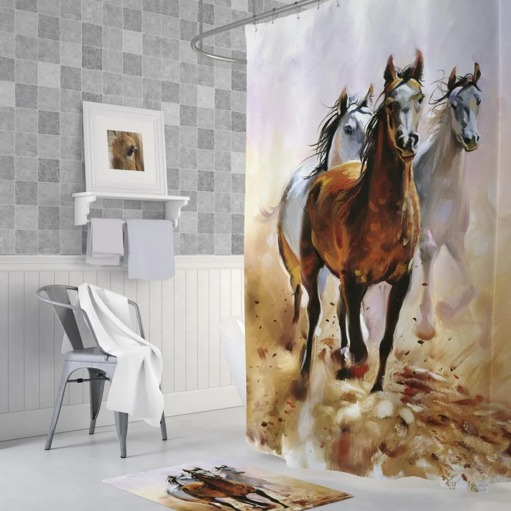 Zethome Horses Shower Curtain 180 x 200 cm Digital Print Modern Design Polyester Fabric Waterproof Washable Mould (71" x 78")
Zethome Horses Shower Curtain 180 x 200 cm Digital Print Modern Design Polyester Fabric Waterproof Washable Mould (71" x 78")