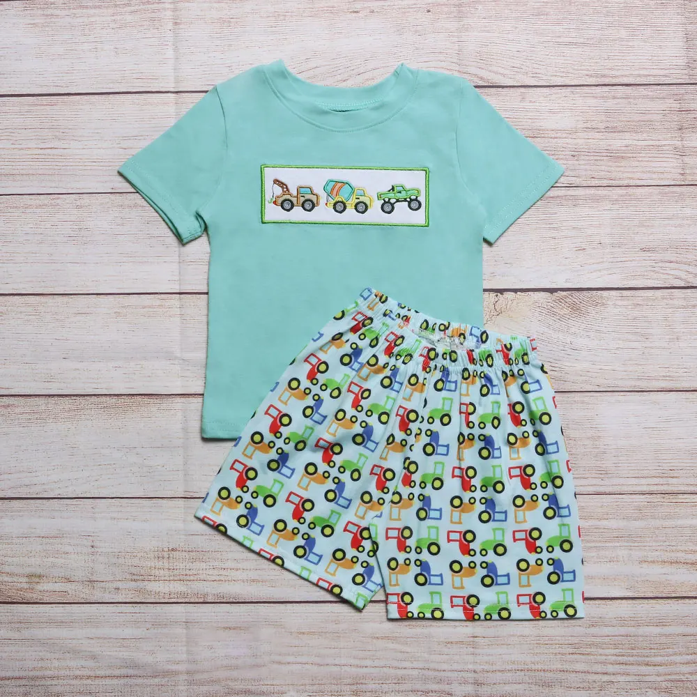 2022 Baby Clothes Set For Boys Sky Blue Truck Car Short Sleeve With Embroidery + Multicolor Truck Sports Shorts For 1-8T Kids
2022 Baby Clothes Set For Boys Sky Blue Truck Car Short Sleeve With Embroidery + Multicolor Truck Sports Shorts For 1-8T Kids