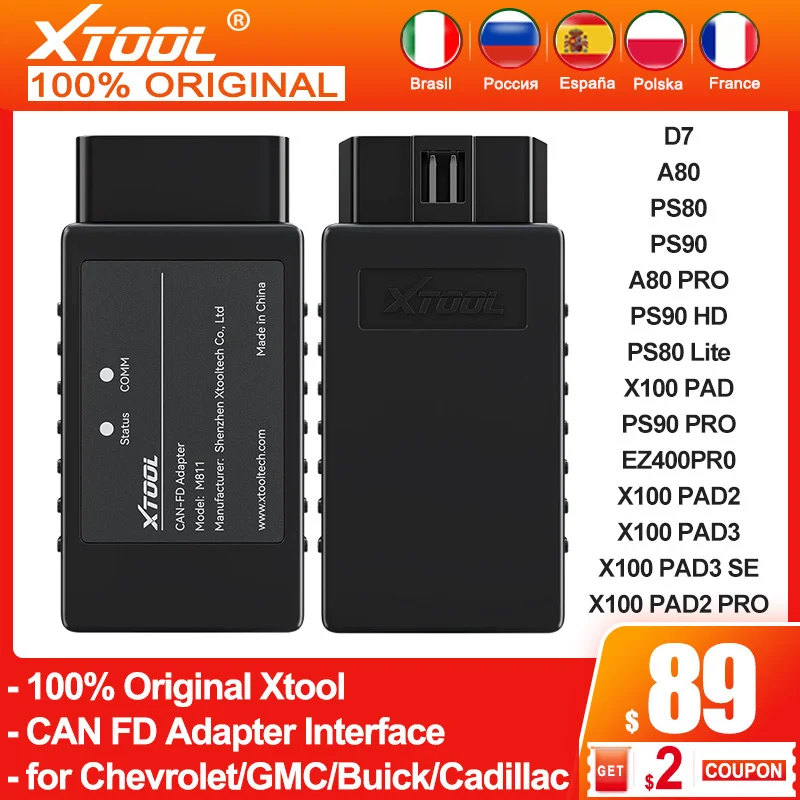 100% XTOOL CAN FD Adapter Diagnose ECU Systems of Cars Meeting With CANFD Protocols for Chevrolet GMC Buick Cadillac Car
100% XTOOL CAN FD Adapter Diagnose ECU Systems of Cars Meeting With CANFD Protocols for Chevrolet GMC Buick Cadillac Car