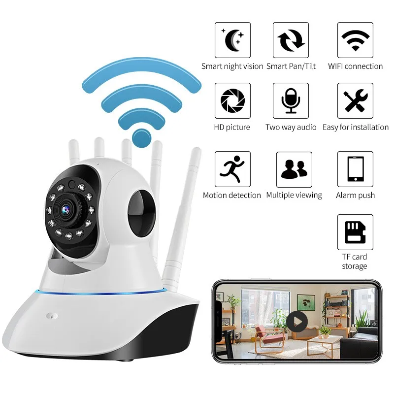 Security Camera 1080P Wireless IP Camera 2-Way Audio Motion Detection 2.4G WiFi CCTV Surveillance Camera PTZ Nanny Baby Monitor
Security Camera 1080P Wireless IP Camera 2-Way Audio Motion Detection 2.4G WiFi CCTV Surveillance Camera PTZ Nanny Baby Monitor