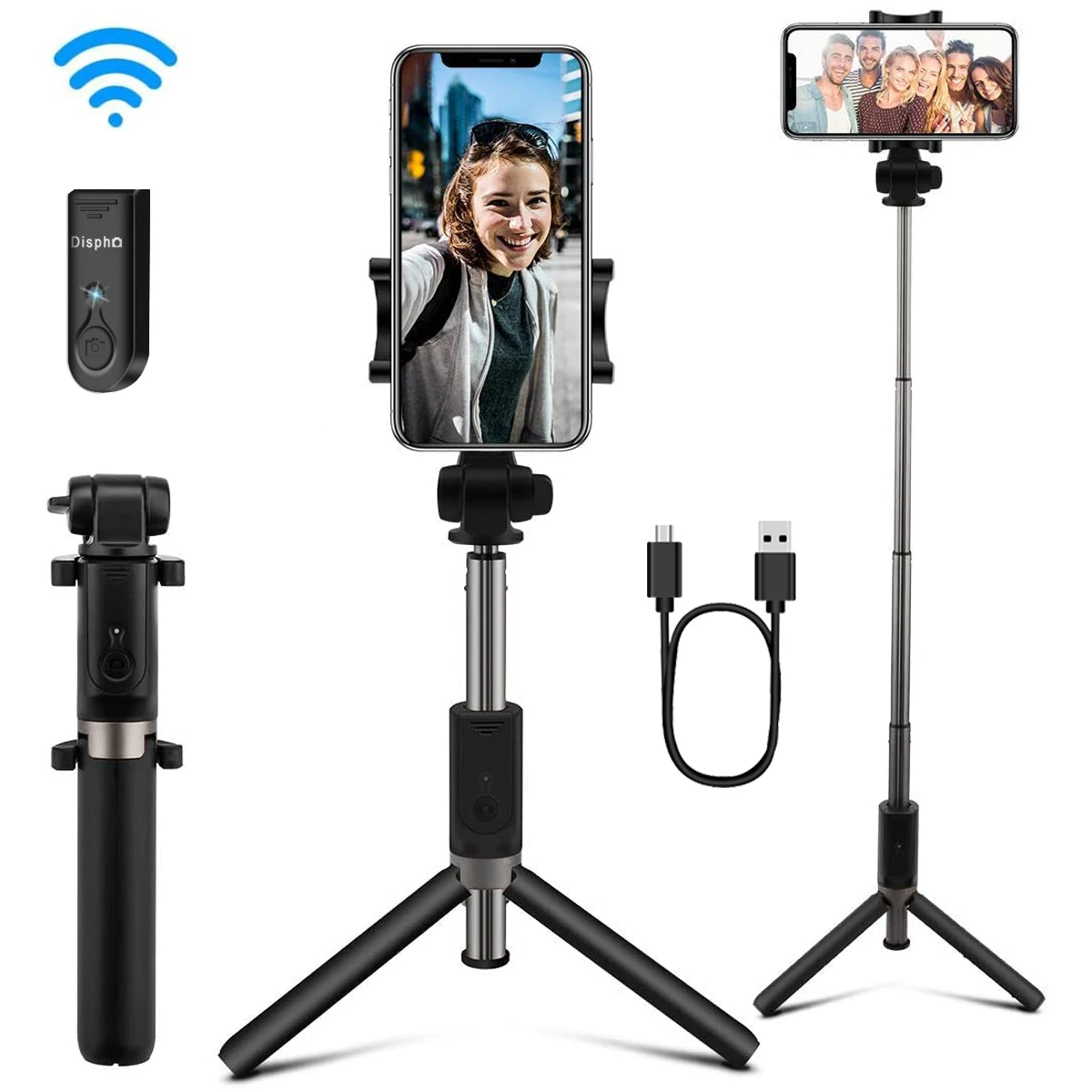 

AFAITH Wireless Bluetooth Remote Selfie Stick 360° Rotating Tripod Extendable Mini Monopod for ios and Android Smartphones