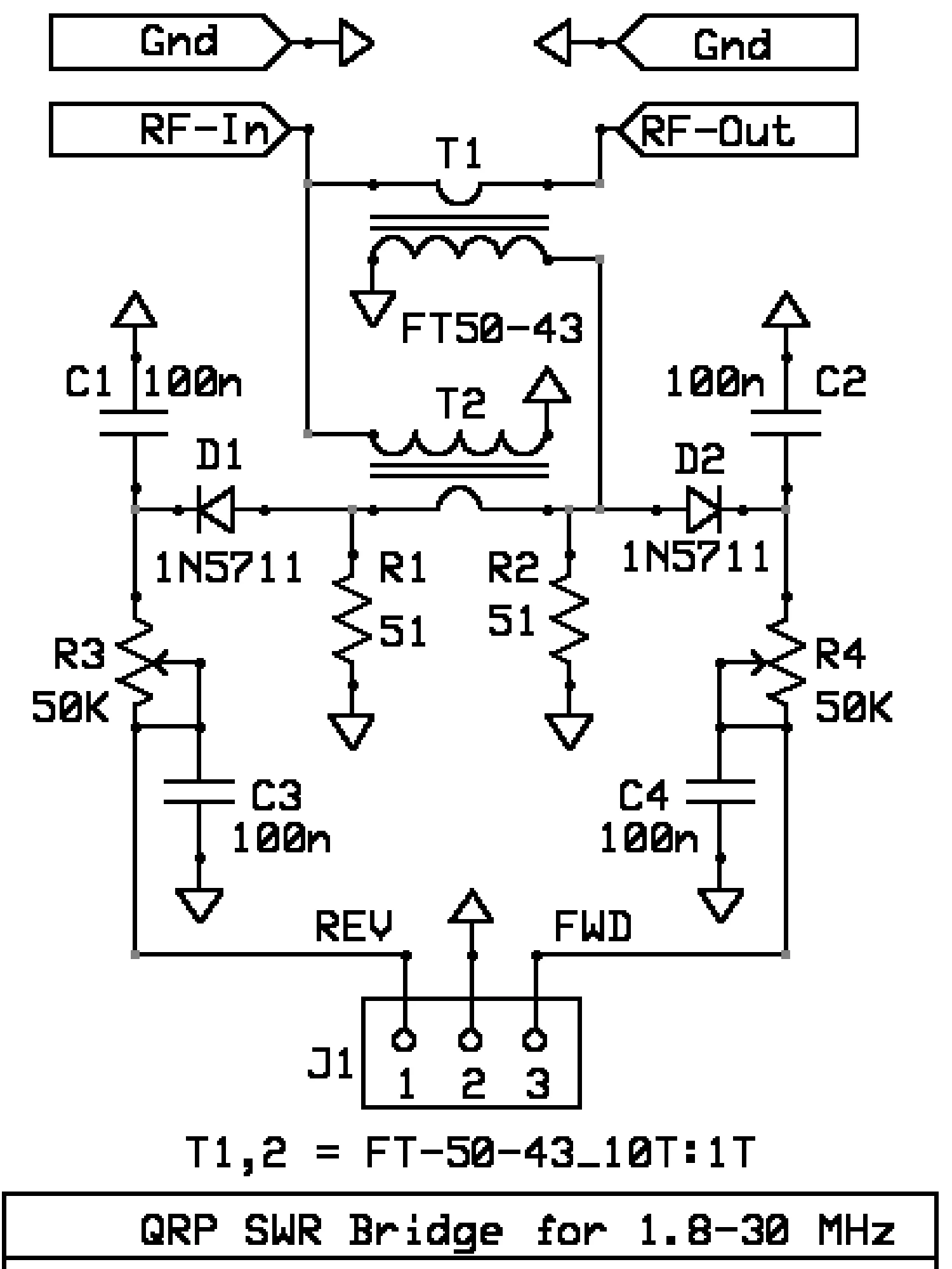 1.8-30MHz / 3.5-30MHz SWR Bridge, RF SWR Reflection Bridge v1.4, HF Band 1.8Mhz-30MHz / 3.5Mhz-30MHz 
1.8-30MHz / 3.5-30MHz SWR Bridge, RF SWR Reflection Bridge v1.4, HF Band 1.8Mhz-30MHz / 3.5Mhz-30MHz
