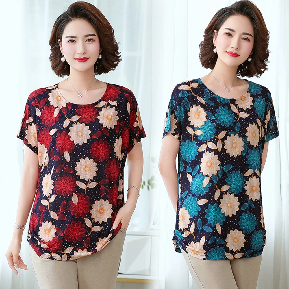 Женская блузка с коротким рукавом, круглым вырезом и цветочным принтом
Женская блузка с коротким рукавом, круглым вырезом и цветочным принтом