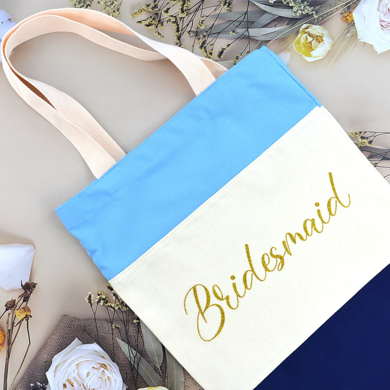 Personalized Bridesmaid Tote Bags Cotton Tri Color Canvas with Custom Name Wedding Party Beach Purse Reusable Shopping Tote Bags
Personalized Bridesmaid Tote Bags Cotton Tri Color Canvas with Custom Name Wedding Party Beach Purse Reusable Shopping Tote Bags