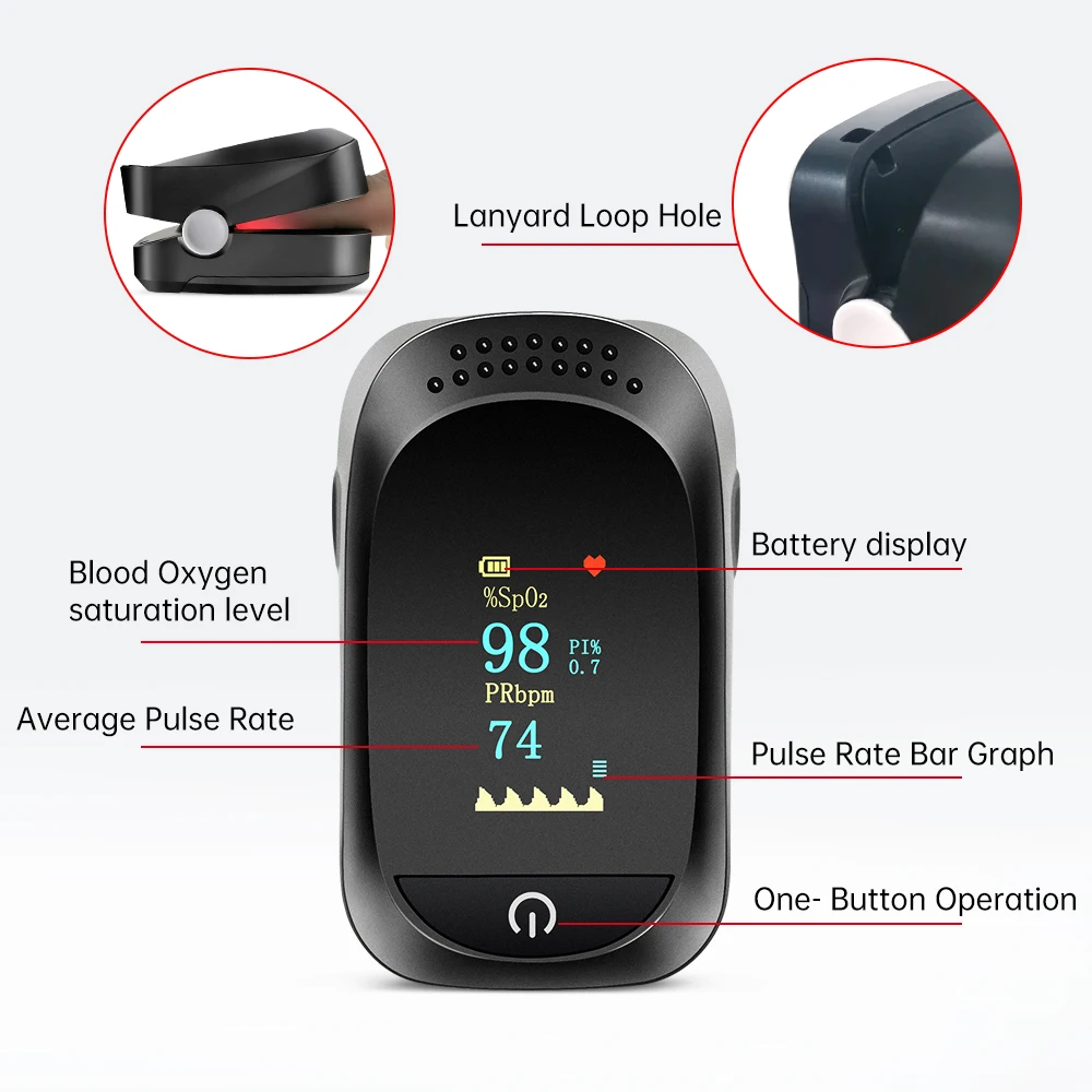 OLED Fingertip Pulse Oximeter Portable Finger Pulse Oximeter Blood Oxygen Saturation Monitor Heart Rate Health Care SpO2 PR PI
OLED Fingertip Pulse Oximeter Portable Finger Pulse Oximeter Blood Oxygen Saturation Monitor Heart Rate Health Care SpO2 PR PI