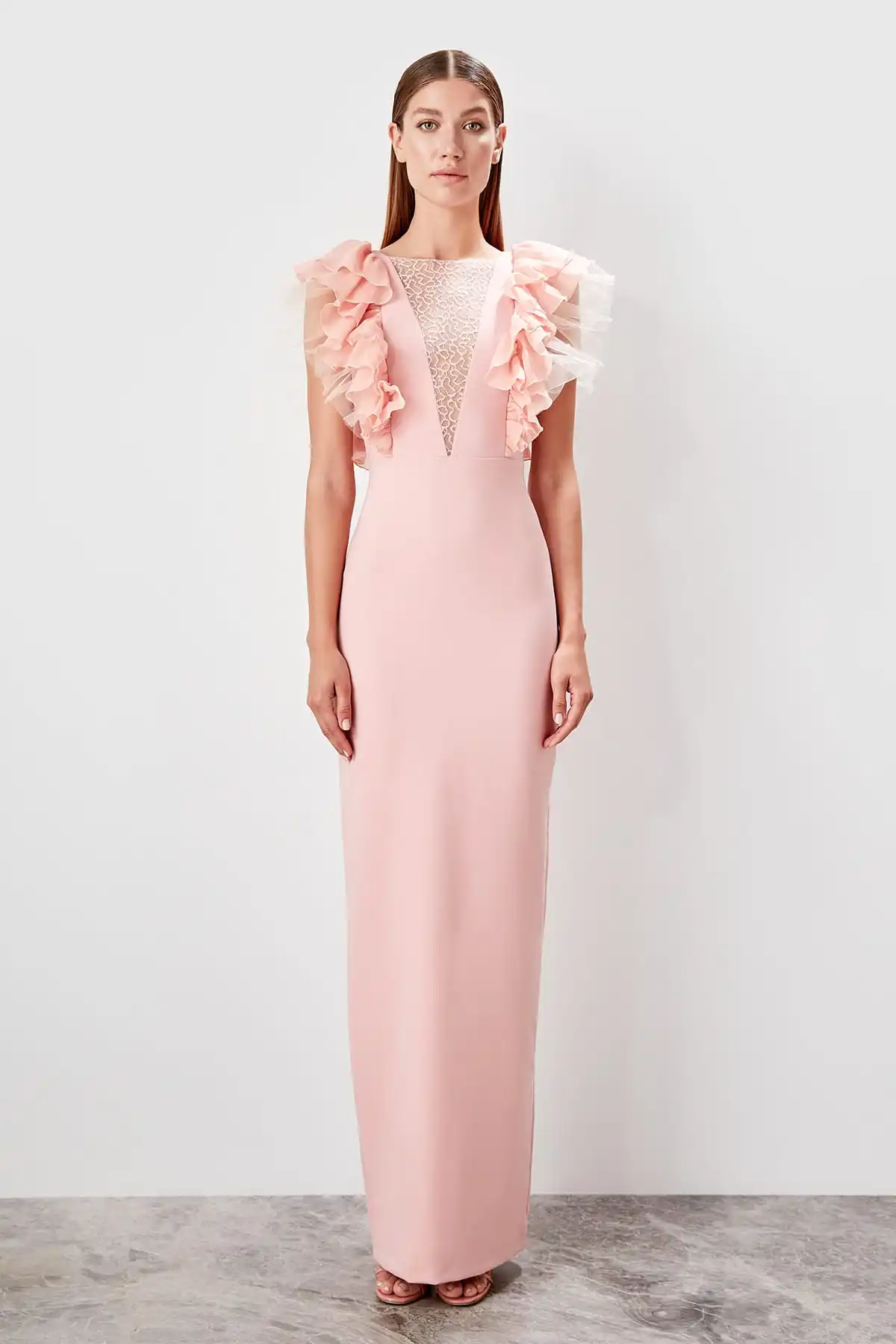 Trendyol маховик детальное вечернее платье TPRSS19BB0558 | Свадьбы и торжества
