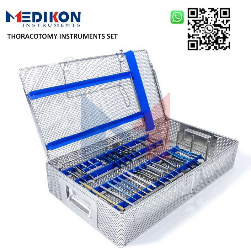 

79 Pieces German Thoracotomy Surgical Instruments Cardiac Thoracic Cardiovascular Surgery Sets Mesh Box Clinic tools scissors