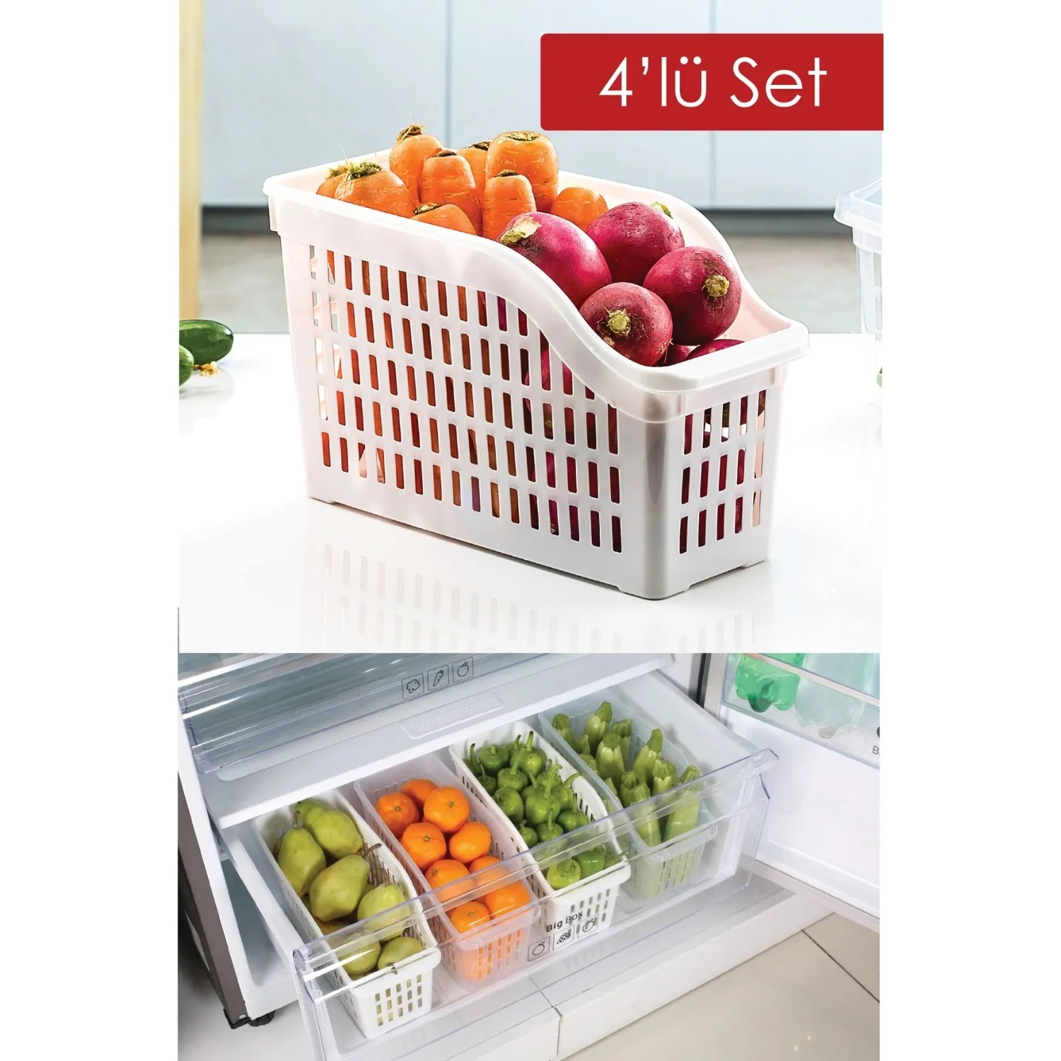 Kitchen Refrigerator Organizer Basket Container 3Pcs Essential Adjustable Storage Box 
Kitchen Refrigerator Organizer Basket Container 3Pcs Essential Adjustable Storage Box
