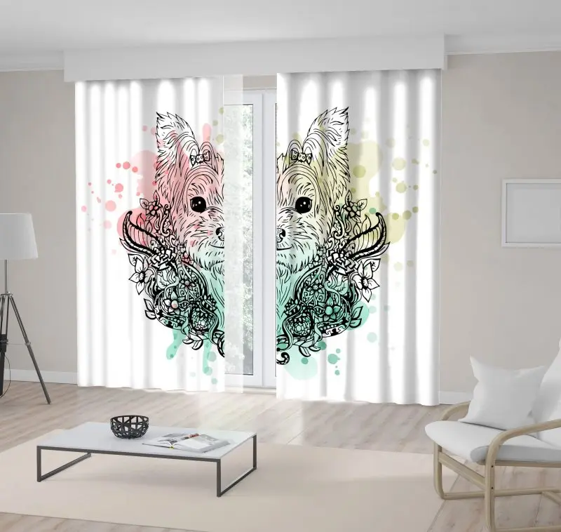 Curtain Yorkshire Dog Portrait with Flowers Ink Drops Sketch Floral Doodle Style Artwork Black Pink Green Pink
Curtain Yorkshire Dog Portrait with Flowers Ink Drops Sketch Floral Doodle Style Artwork Black Pink Green Pink