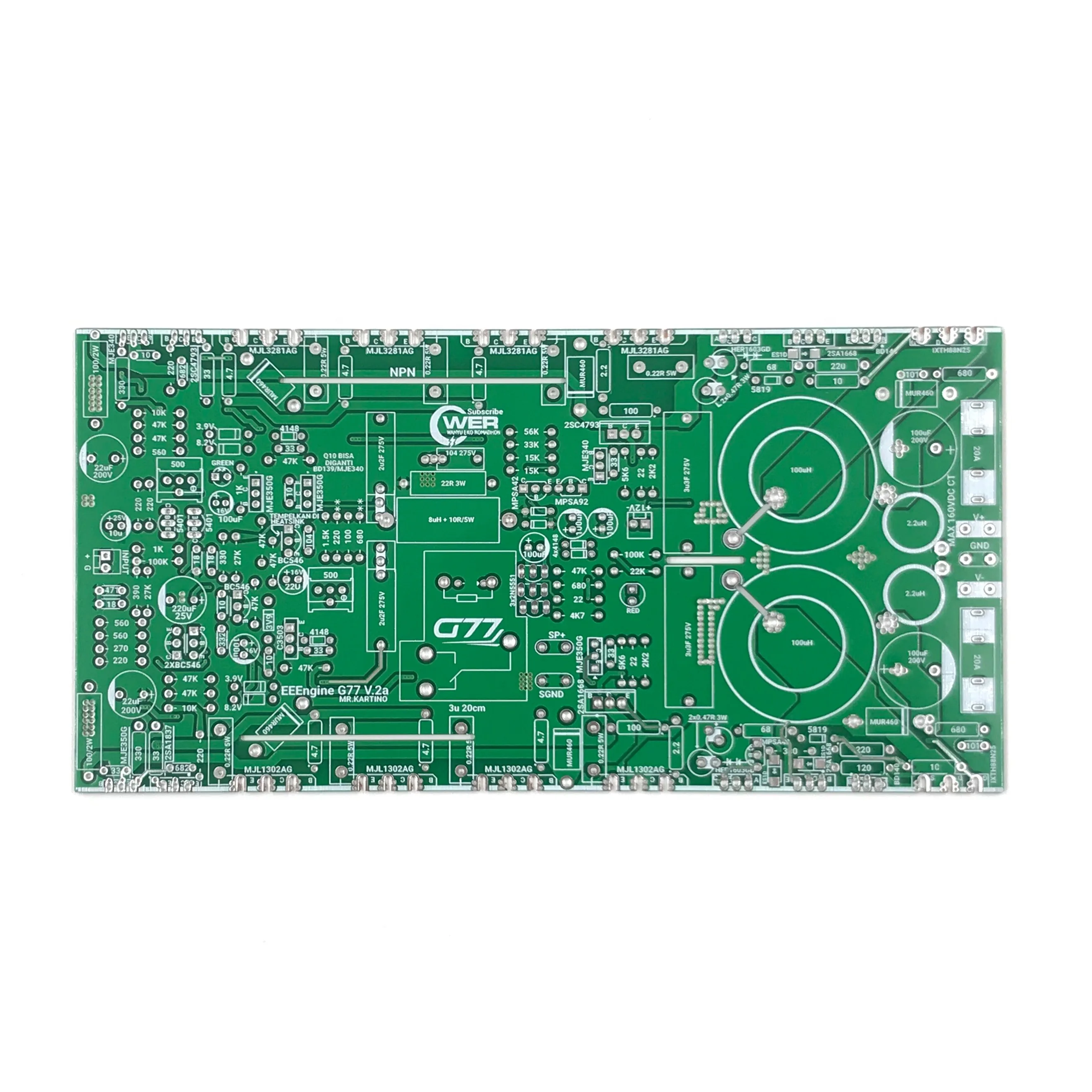 Class EEEngine G77 печатная плата усилителя высокой мощности PCB Sound Amp 2500 Вт RMS TDG77 В постоянного тока MJL21193 MJL21194 DIY
Class EEEngine G77 печатная плата усилителя высокой мощности PCB Sound Amp 2500 Вт RMS TDG77 В постоянного тока MJL21193 MJL21194 DIY
