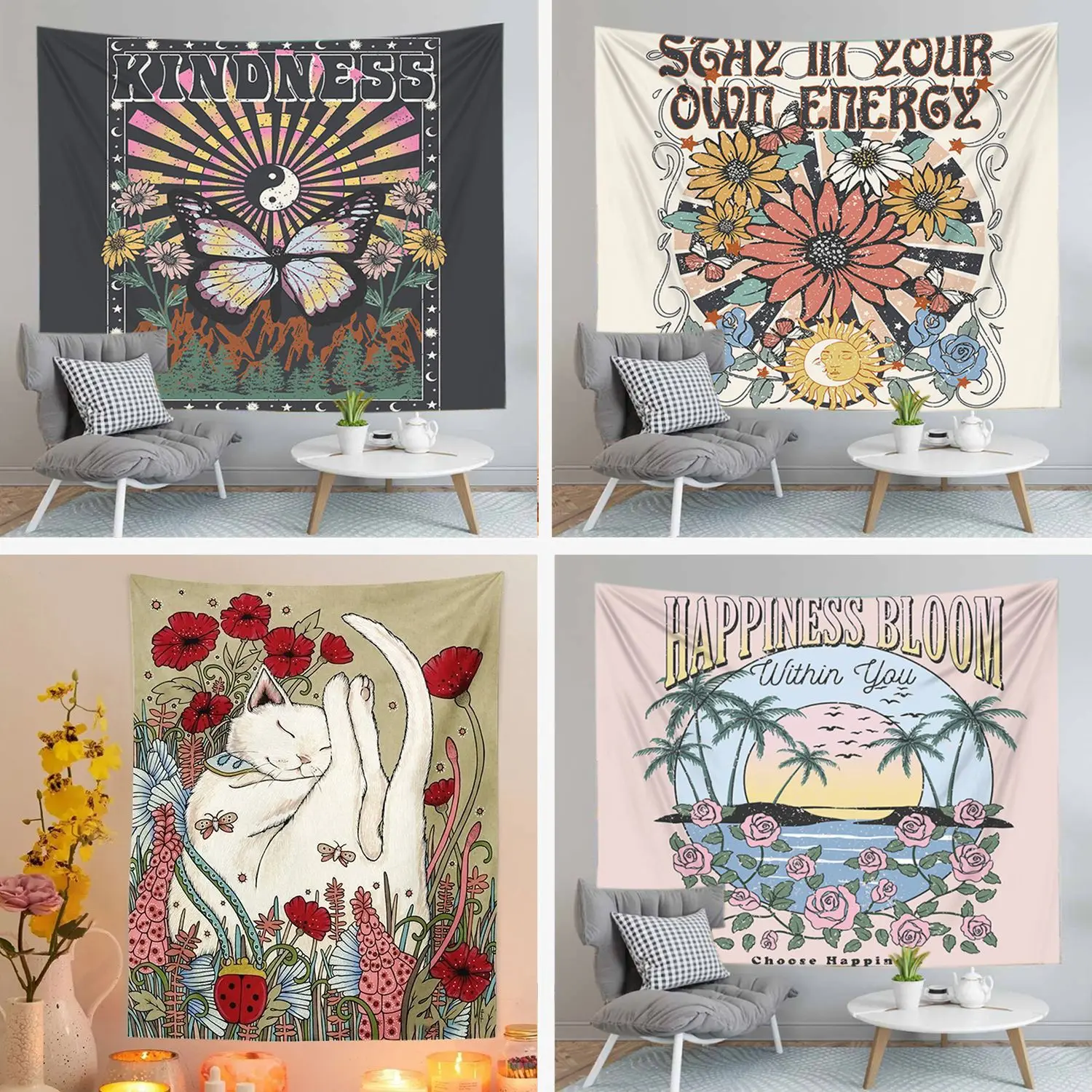 Cool Bohemian Style Animal Series Tapestry Room Decoration Aesthetic Flowers Cat Butterfly Elephant Moon Sun Landscape
Cool Bohemian Style Animal Series Tapestry Room Decoration Aesthetic Flowers Cat Butterfly Elephant Moon Sun Landscape