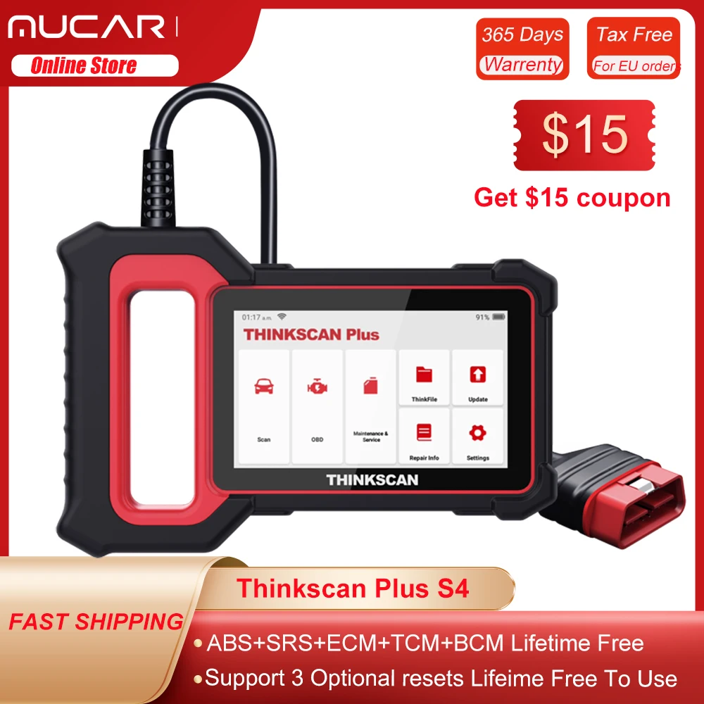 THINKCAR Thinkscan Plus S4 OBD2 Automotive Scanner Professional ABS SRS System Lifetime Free Coder Reader Car Diagnostic Tools
THINKCAR Thinkscan Plus S4 OBD2 Automotive Scanner Professional ABS SRS System Lifetime Free Coder Reader Car Diagnostic Tools