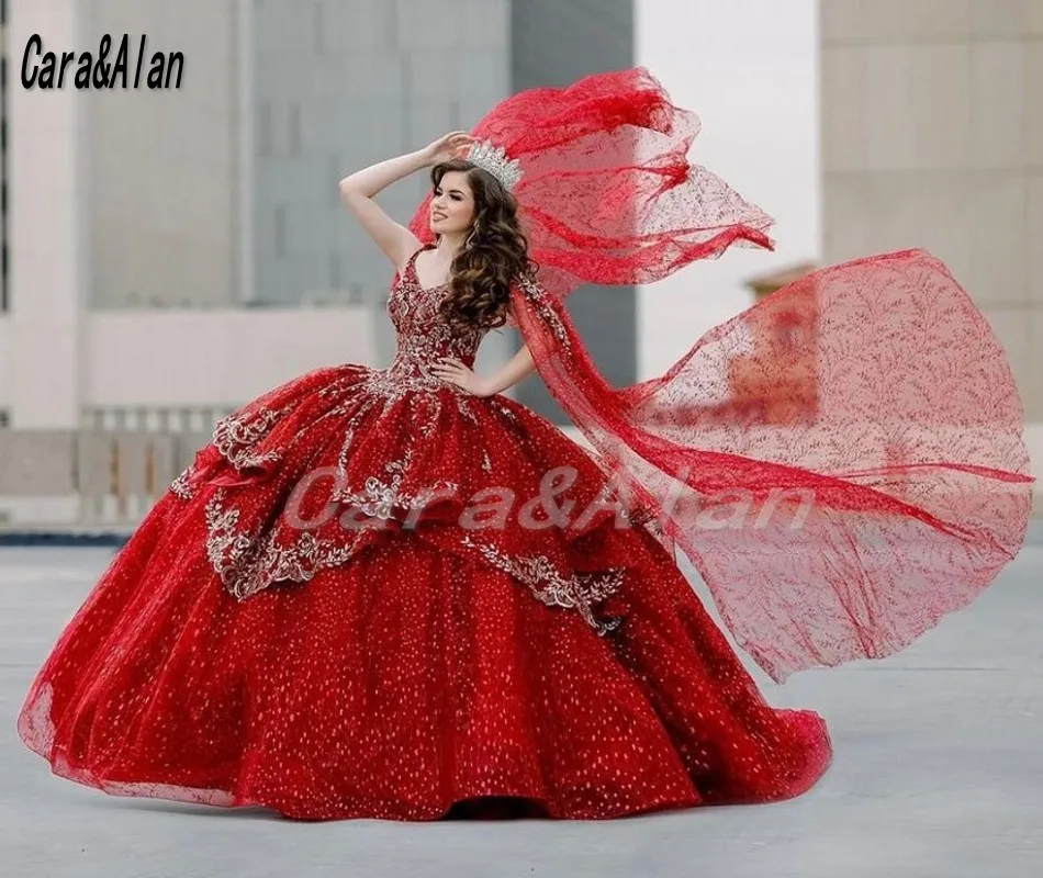 Cara&Alan Sparkle Burgundy Quinceanera Dresses Lace Applique V Neck vestidos de 15 años Lace-Up Back Sweet 16 Gowns
Cara&Alan Sparkle Burgundy Quinceanera Dresses Lace Applique V Neck vestidos de 15 años Lace-Up Back Sweet 16 Gowns