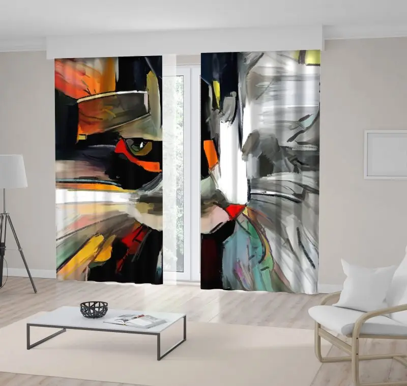 Curtain the Face of A Cat in Contemporary Style Abstract Art Creative Artistic Oil Painting Black White Orange 
Curtain the Face of A Cat in Contemporary Style Abstract Art Creative Artistic Oil Painting Black White Orange