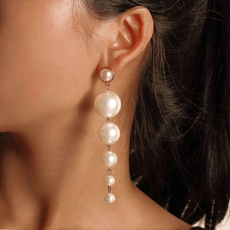 Trendy Elegant Created Big Simulated Pearl Long Earrings Pearls String Statement Drop Earrings For Women Wedding Party Gift
Trendy Elegant Created Big Simulated Pearl Long Earrings Pearls String Statement Drop Earrings For Women Wedding Party Gift