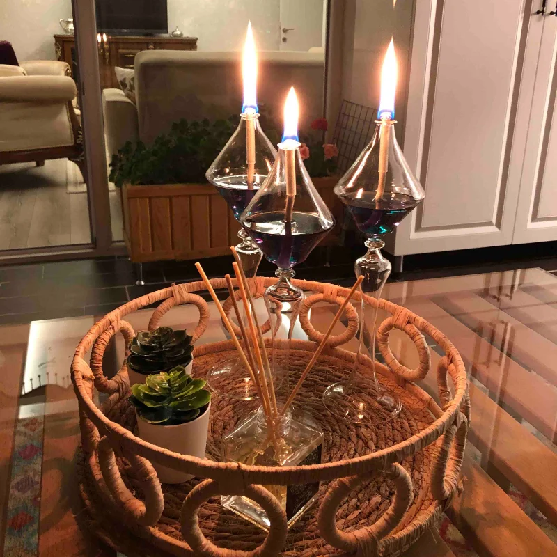 

Домашний декор, Скандинавская свеча, столовые подсвечники Footed, алмазная стеклянная масляная лампа, набор из 3 штук для дома, гостиной, аксесс...