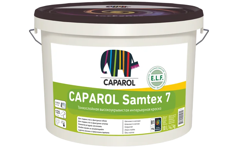 CAPAROL SAMTEX 7 ELF краска латексная для стен и потолков шелковисто матовая база 1 (1 25л) |
