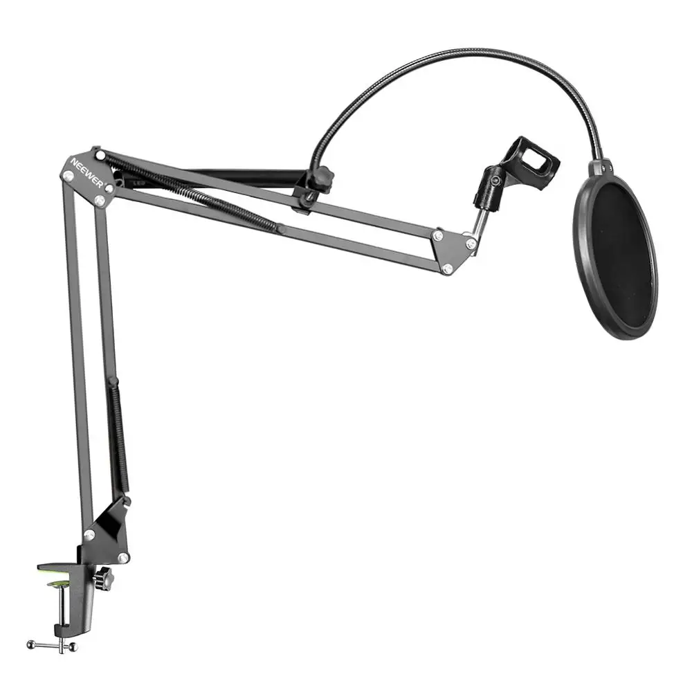 

Neewer NB-35 Microphone Suspension Boom Scissor Arm Stand With Mic Clip Holder Table Mounting Clamp NW(B-3)