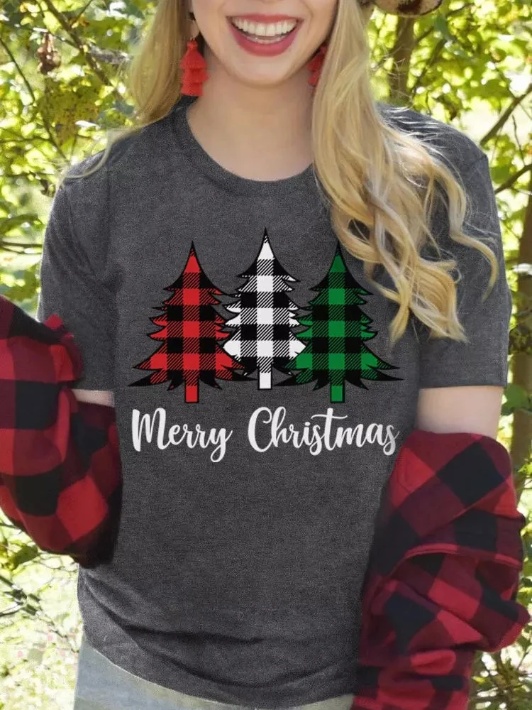 Merry Christmas Tree Plaid T-Shirt Plaid Tree Fashion Style Cute Trend Merry Christmas Tshirt Female Top Graphic Clothes
Merry Christmas Tree Plaid T-Shirt Plaid Tree Fashion Style Cute Trend Merry Christmas Tshirt Female Top Graphic Clothes