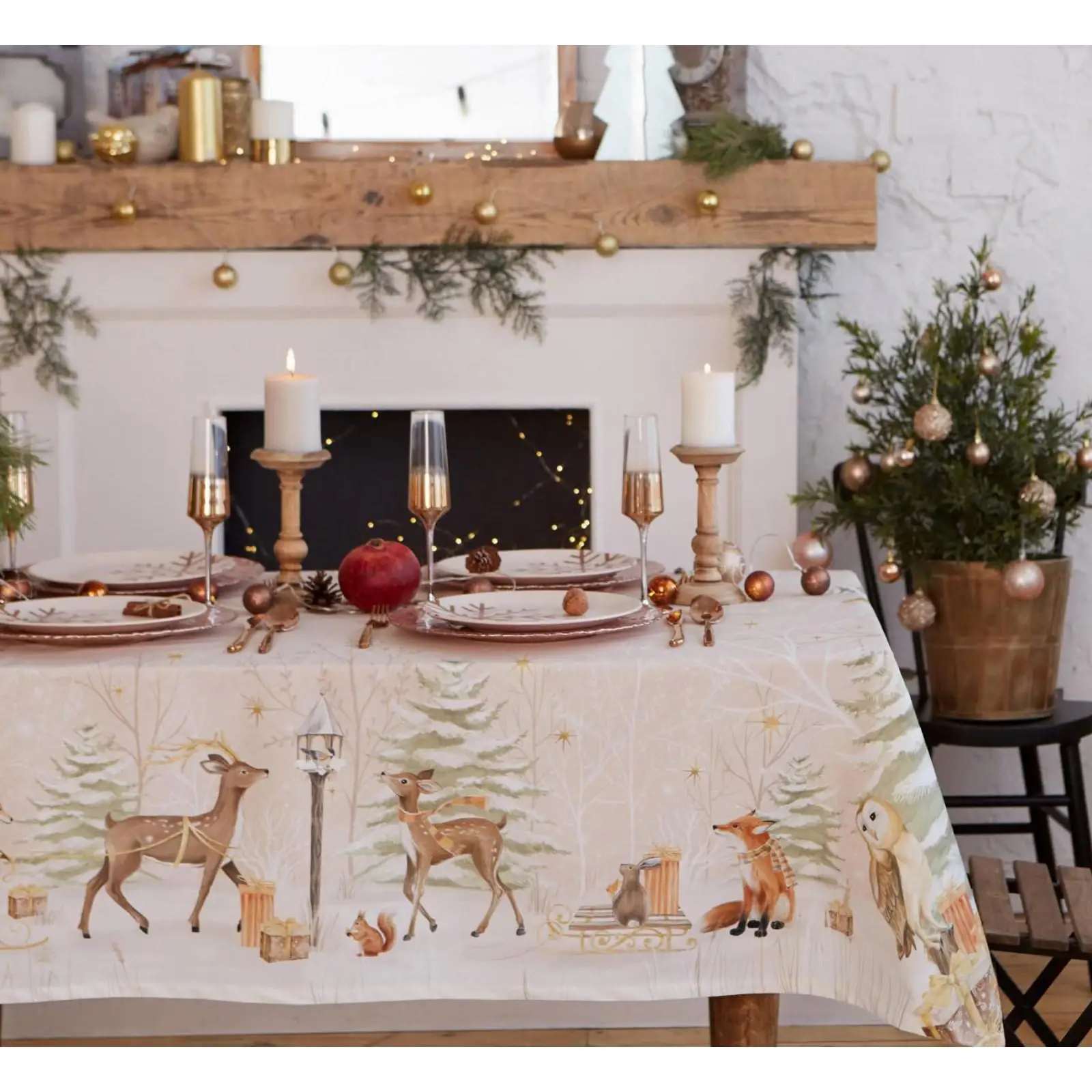 Набор столовый Этель Christmas forest скатерть 150*220 +/-3см с ГМВО, салф.40х40см - 12шт,