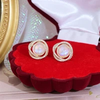 2022 new arrive ins hot sale elegant fantasy crystal earring for women round full cz charm stud earrings wedding jewelry gift