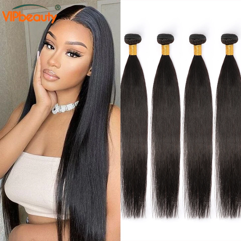 

Straight Human Hair Bundles Natural Black 100% Peruvian Hair Bundles 1/3PC Virgin Hair 30In For Women Raw Remy Hair Extensions