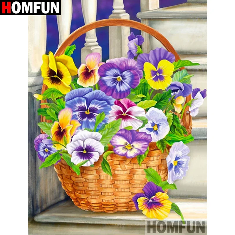 

Алмазная 5D Вышивка HOMFUN «Цветочный Мак», полноформатная круглая/квадратная алмазная живопись «сделай сам», вышивка крестиком, домашний деко...