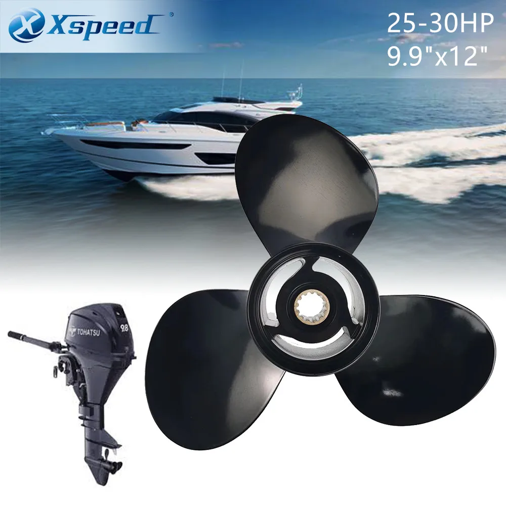 Xspeed 9.9x12 Propeller Fit Tohatsu Outboard Engines 25HP 30HP MFS25B MFS30B Aluminum 10 Tooth Spline