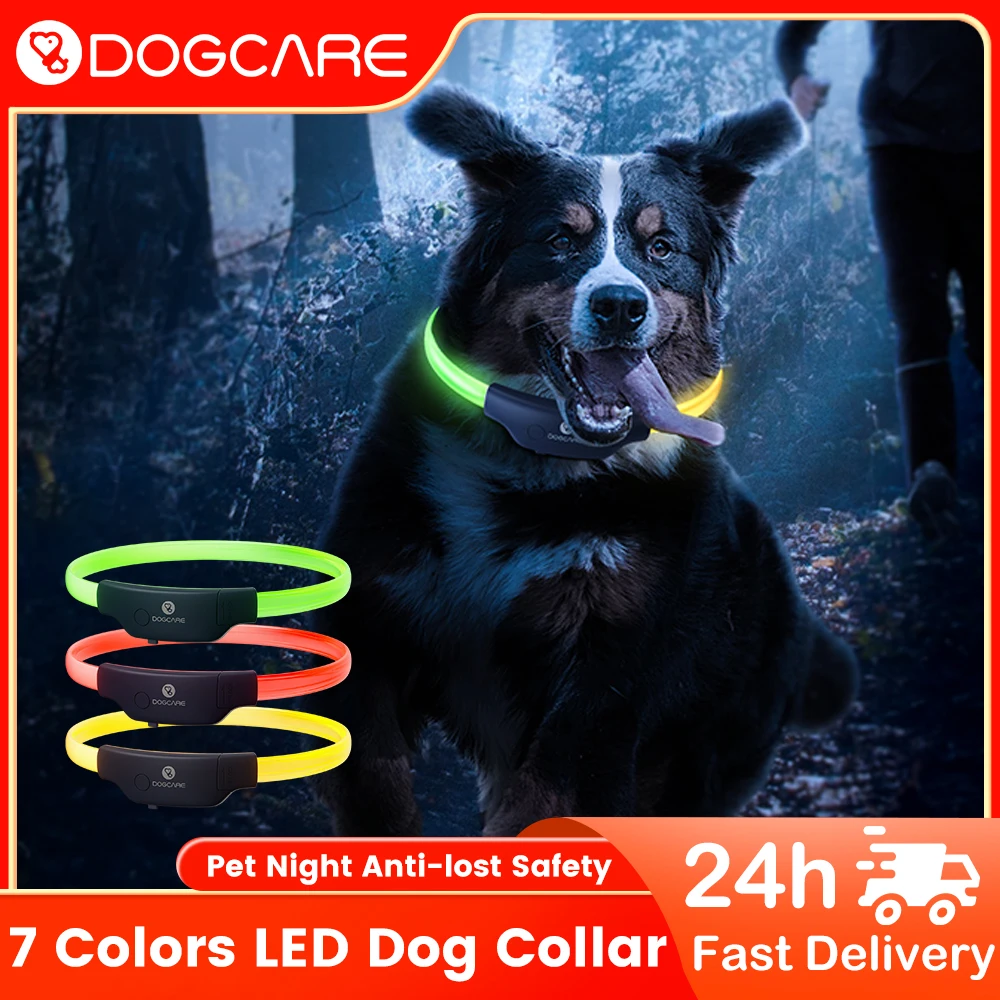 

DOGCARE LC01 LED Glowing Dog Collar Night Anti-lost Pet Safety Luminous Collar USB Rechargeable 7 Colors Pet Cat Dogs Products
