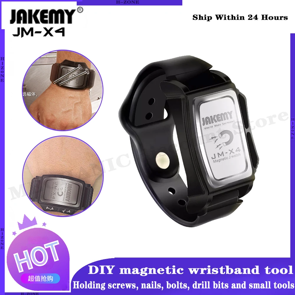

JAKEMY JM-X4 Powerful Magnetic Wrist Band Magnetizer Demagnetizer Tool Small Metal Nut Components Screws Adsorption Bracelet
