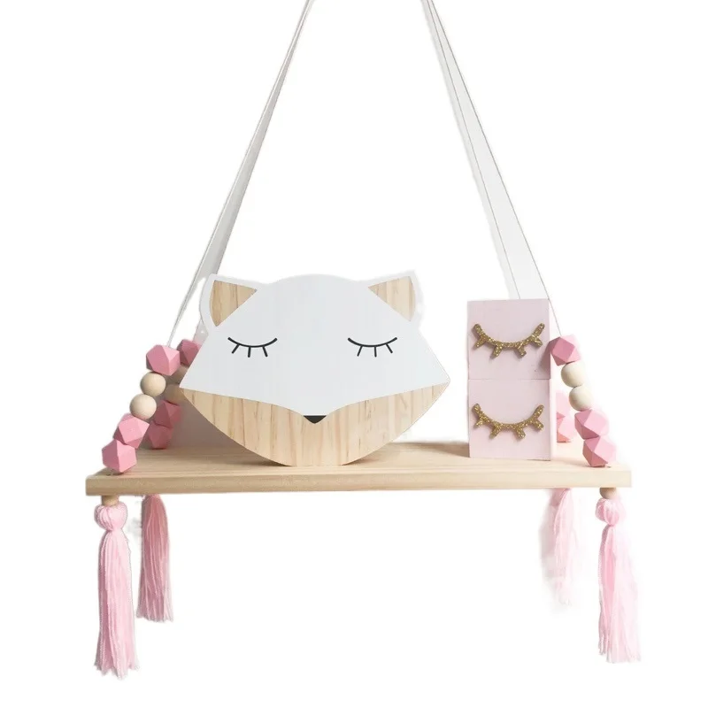 

Wall Hanging Swing Rack Decorative Rack Room Storage Organization Personality Children's Room Wooden Bead Tassel Birthday Gift