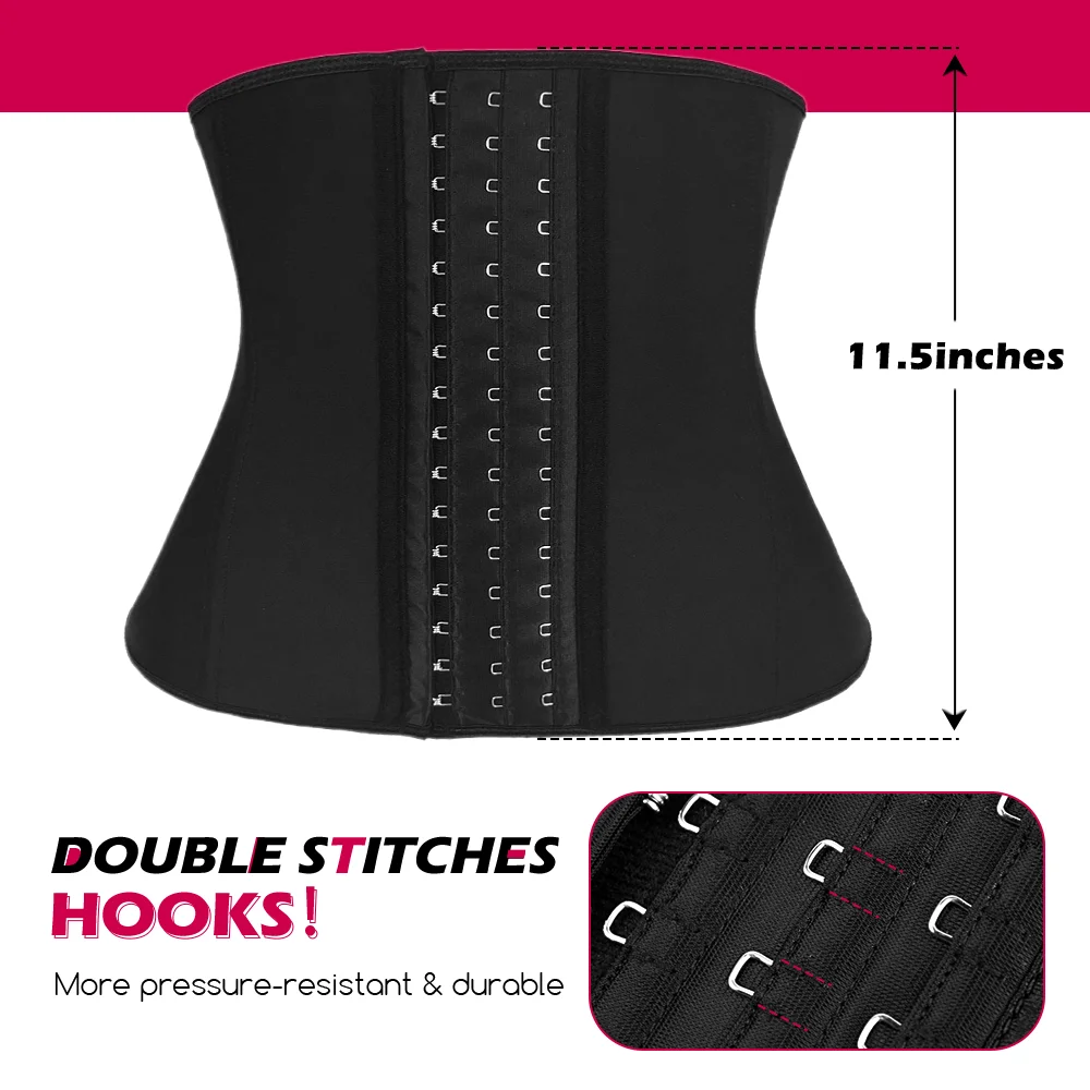 Atbuty Latex Waist Trainer Corset Steel Bone Cincher Modeling Strap Tummy Slim Belly Belt Women Colombian Girdle Body Shaper