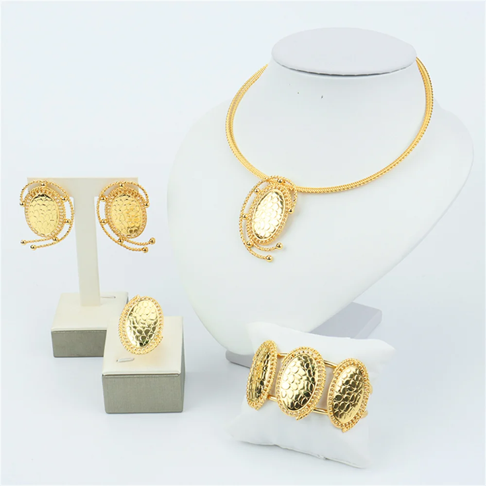 

Silver Plated Jewelry Set Wedding Design Pendant Necklace and Earrings Cuff Bracelet Ring Jewlery Women Bridal Luxury Set Gift