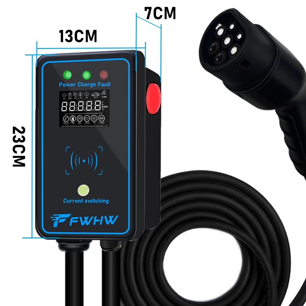 Фото FWHW EV зарядная станция с 2 RFID-картами EVSE Регулируемая 32A 7KW электрическая автомобильная зарядка Wallbox для внутреннего/наружного типа 2 EV зарядно... №4