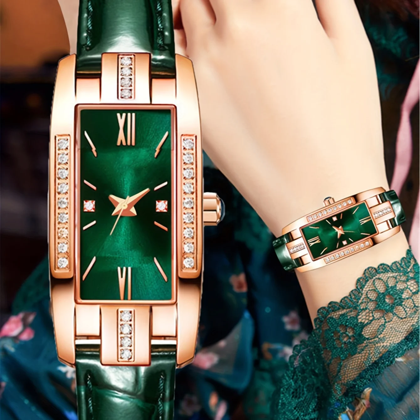 Комплект ювелирных изделий из 6 предметов роскошные часы цвета розового золота