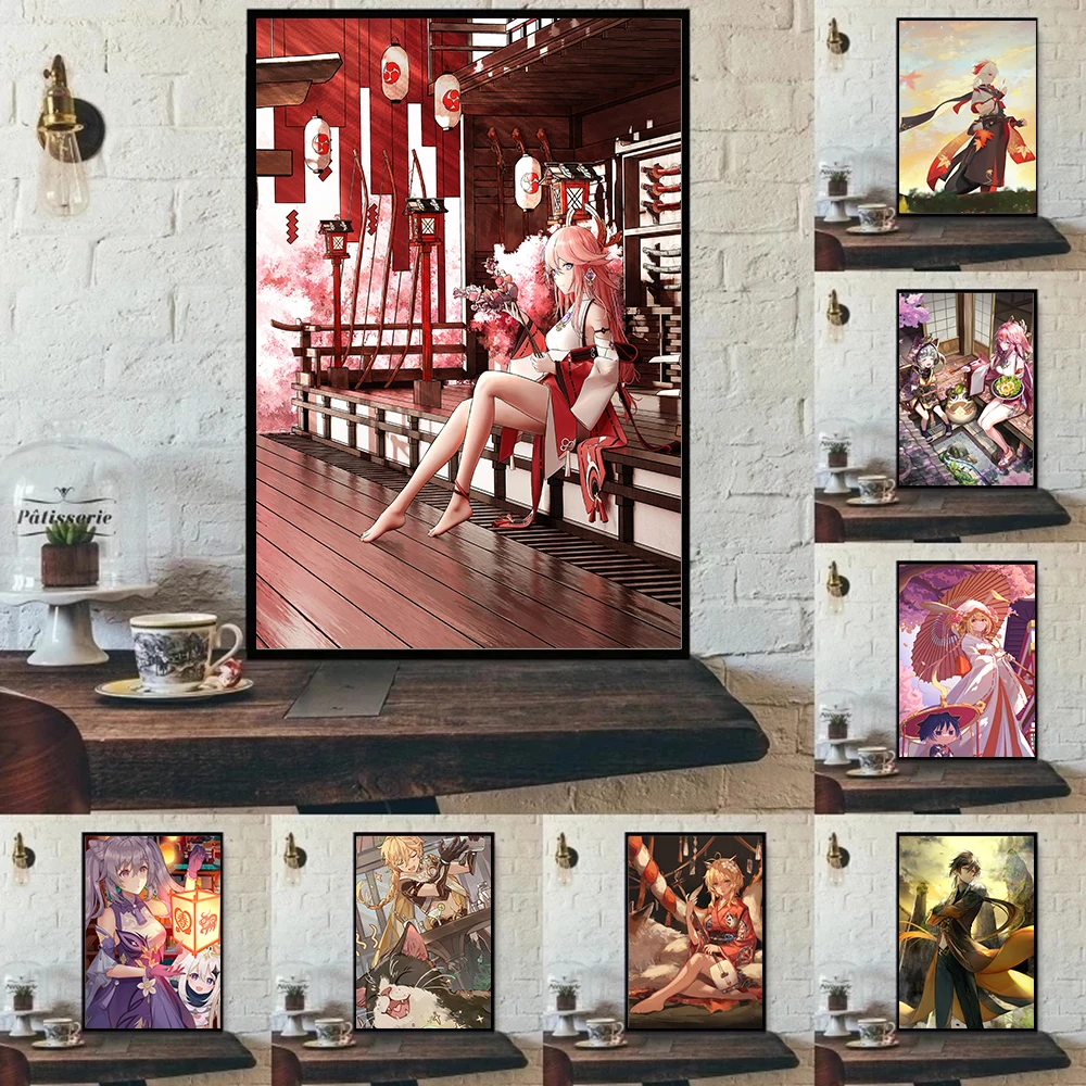 

Anime Genshin Impact Poster Latest Modern Bedroom Wall Art Canvas Painting Cool Cafe Creative Picture Home Room Decor Mural Gift