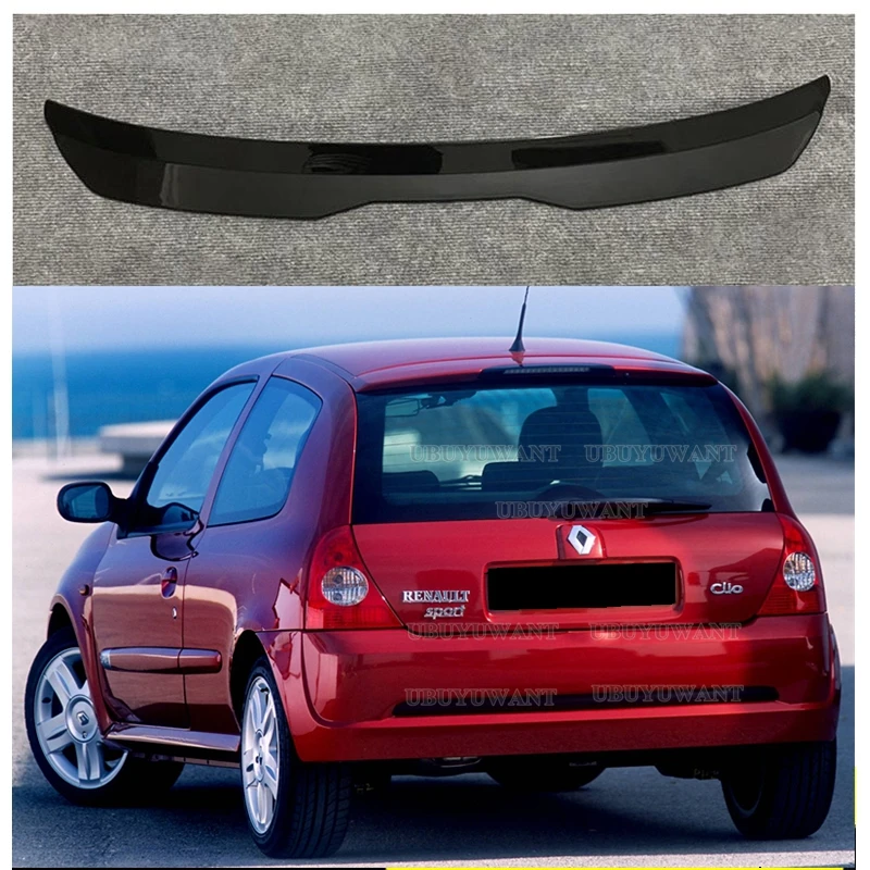 

UBUYUWANT For Renault Clio Mk2 Racing Rear Spoiler ABS Plastic Carbon Look / Gloss Black Roof For renault clio 2 Spoiler Lip