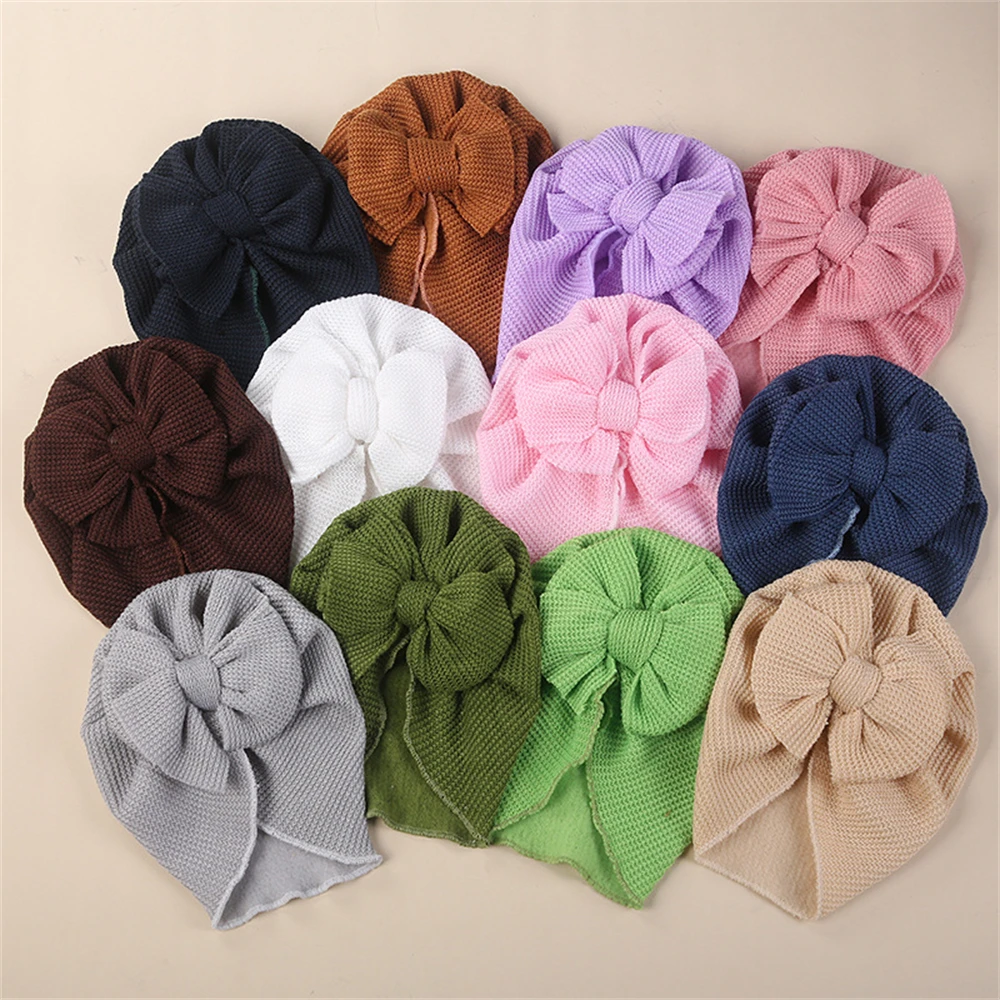 

Handmade Infant Baby Turban Hat Newborn Soft Cap Elastic Cotton Toddler Beanie Headwraps Bowknot Turbans Baby Hair Accessories