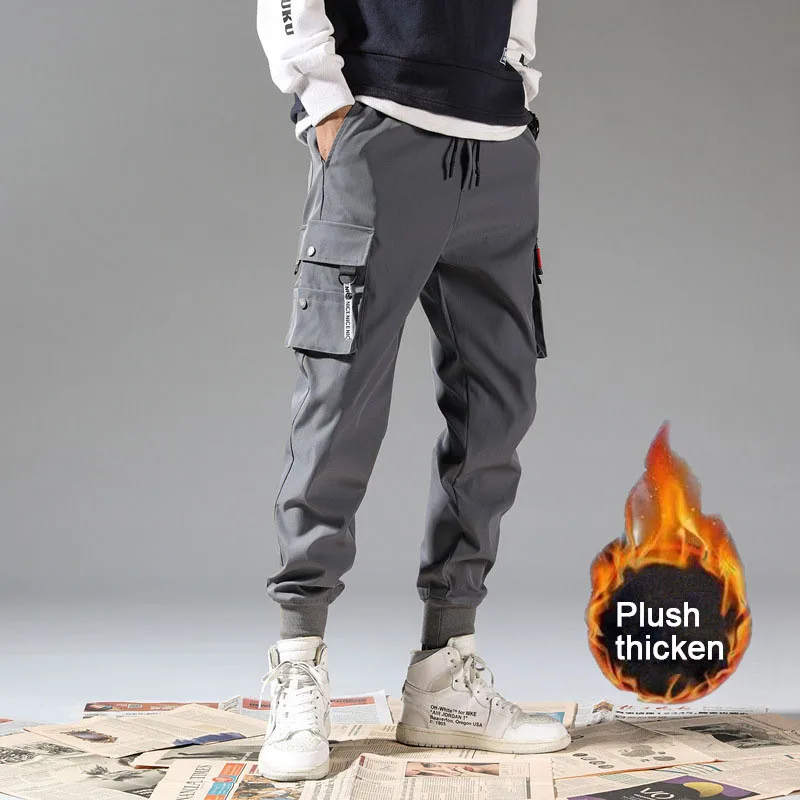 

Winter Pants Men Fur Lined Joggers Thick Sweatpants Drawstring Trousers Men Fleece Running Pants Warm Velvet Ankle-Tied Pants