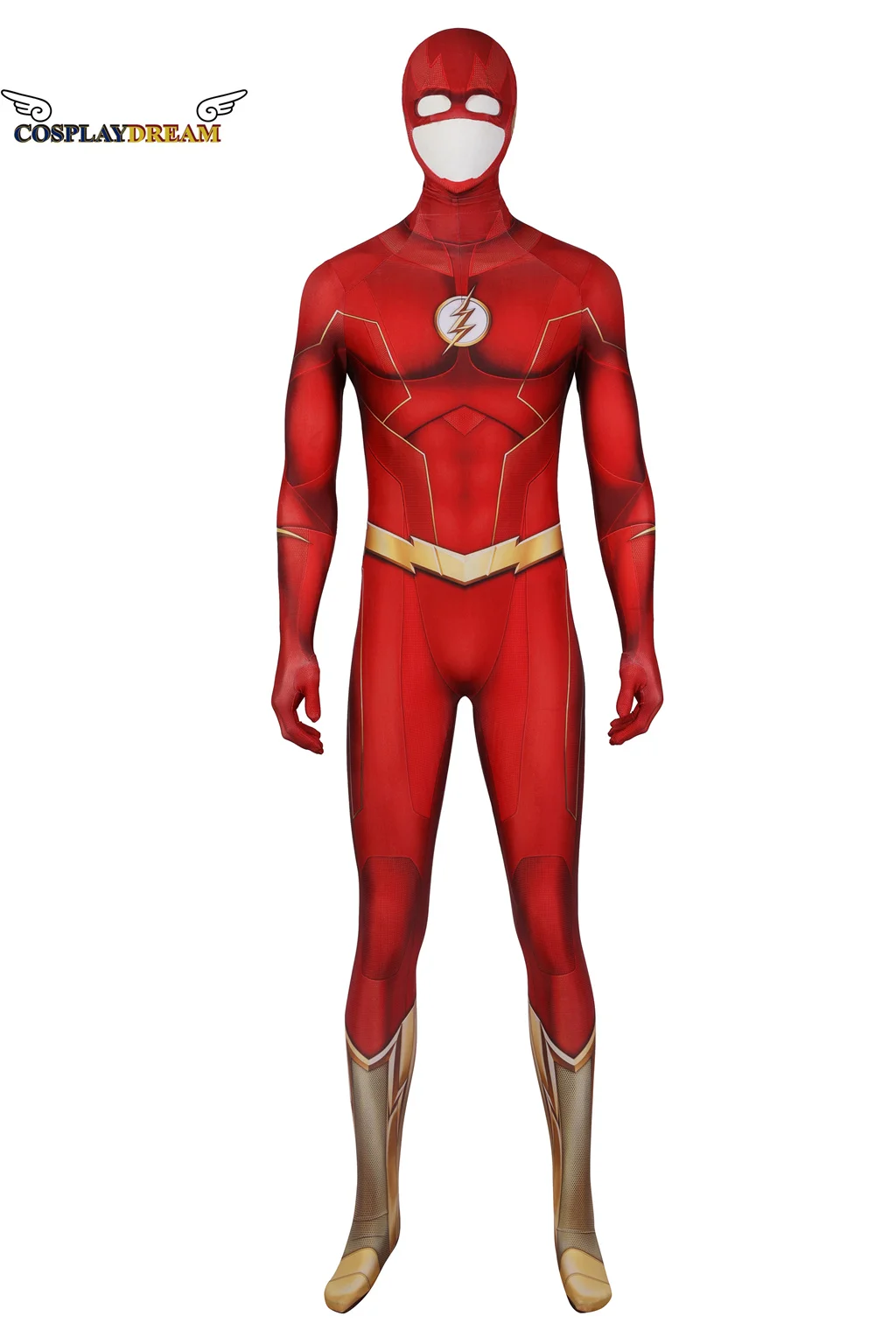 

Halloween Carnival Superhero Barry Cosplay Allen Jumpsuit Fancy Hero Printing Zentai Adult Flashpoint Battle Costume with Mask