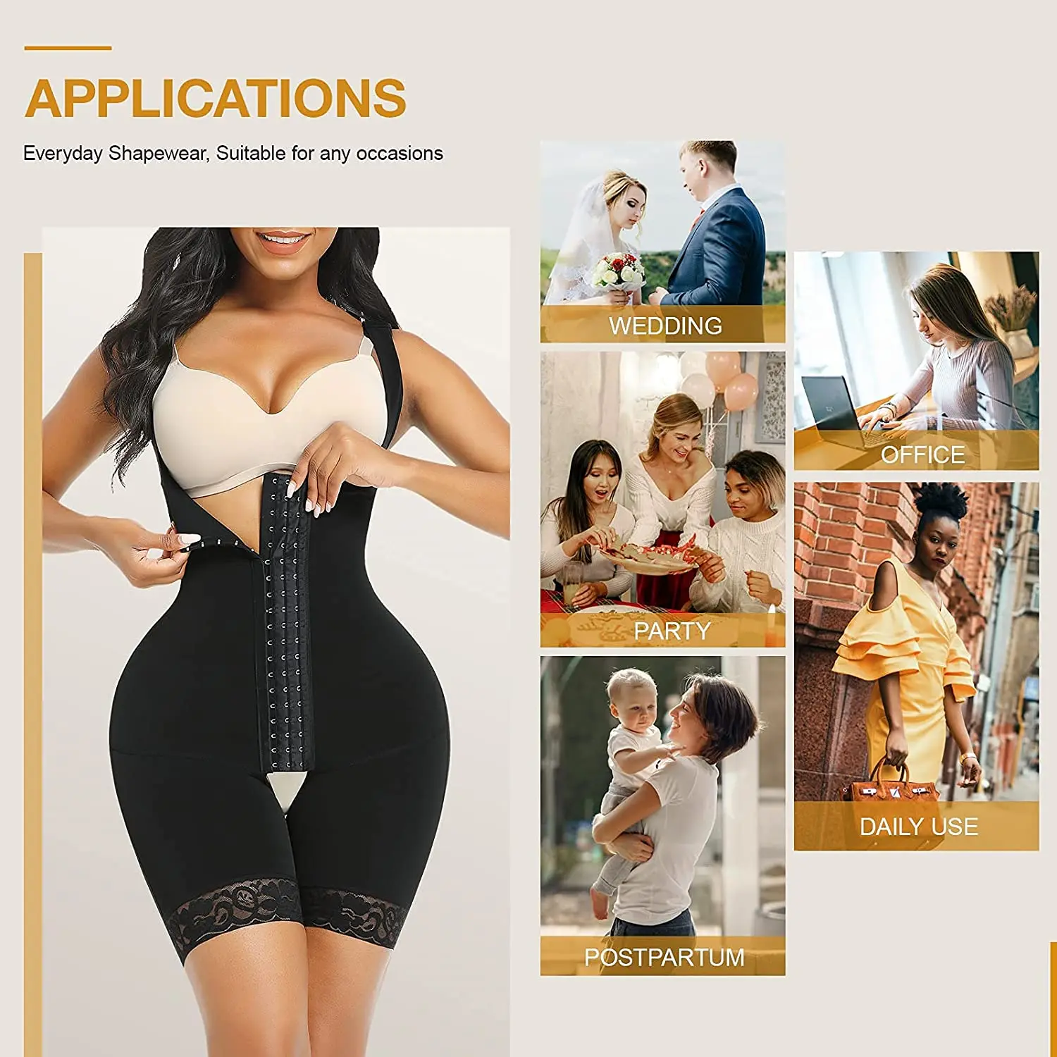 Shapewear for Women Bbl Fajas Body Shaper Tummy Control Butt Lifter Plus Size Waist Trainer Slim Full Bodysuit Underwear Corset