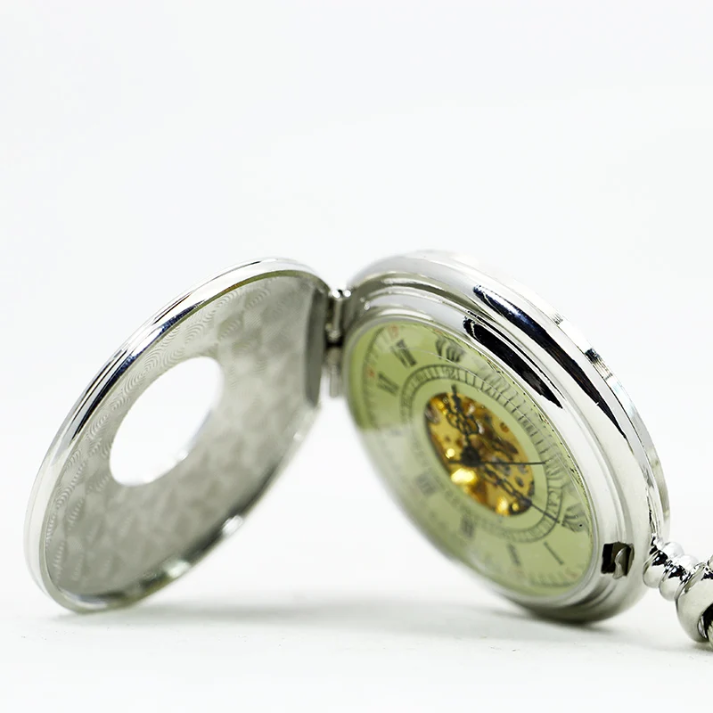Antique Fashion Roman Numeral Display Mechanical Pocket Watch FOB Chain Clock Necklace Pendant Gifts for Men Women Friends