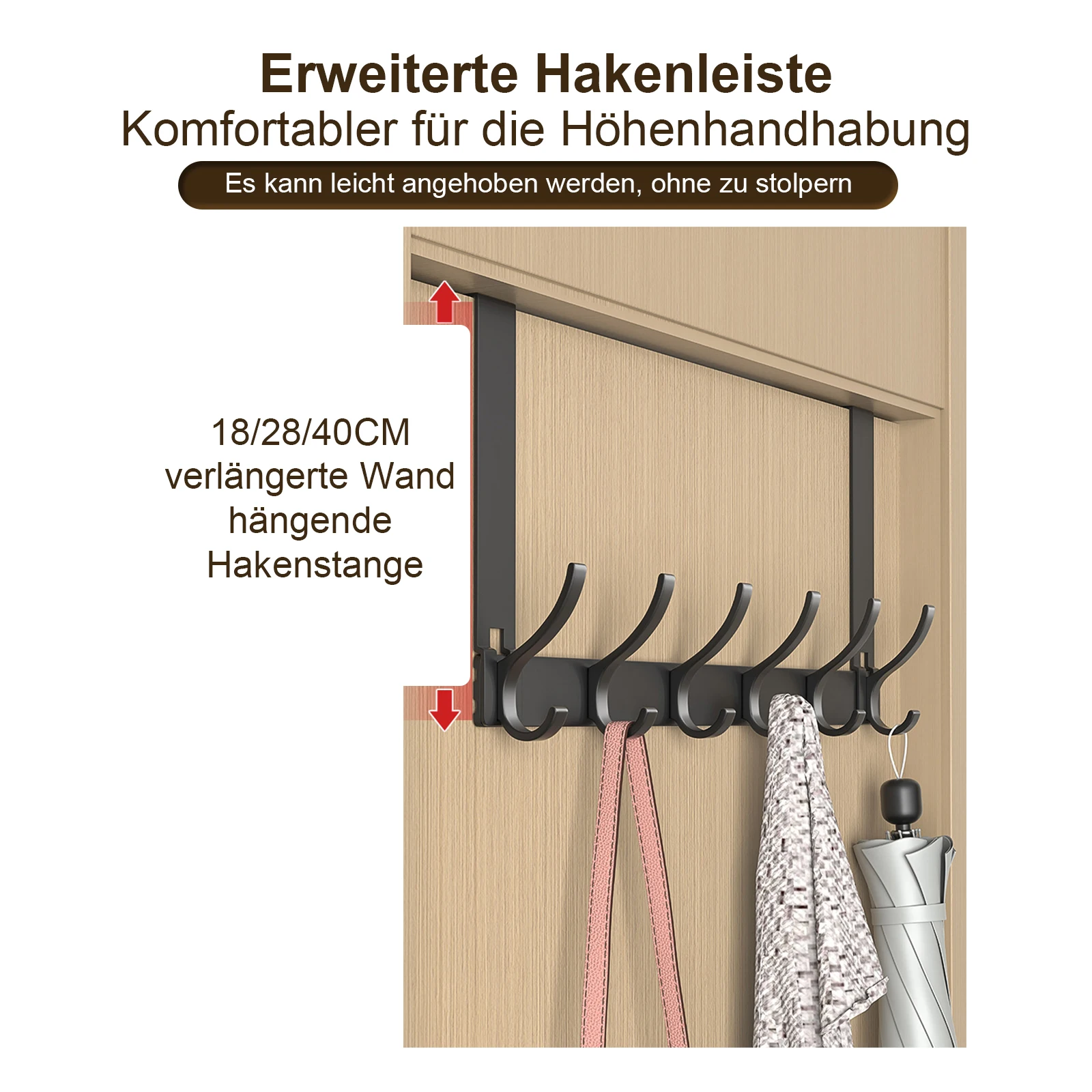 Вешалка для одежды на задней двери 6 крючков Без сборки повреждений Дверной