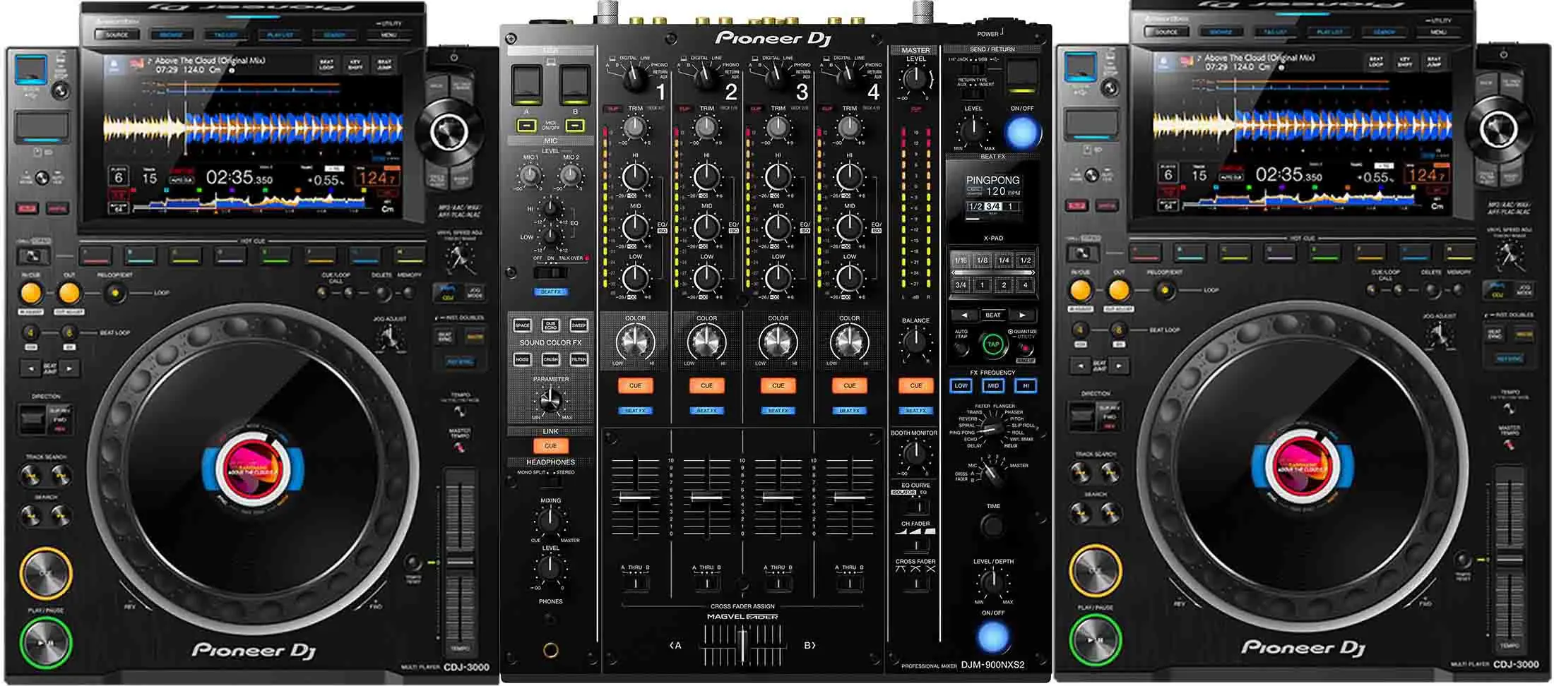 

Pioneer DJ Kit of 2 CDJ3000 Professional DJ Multi Player and DJM900NXS2 Digital Pro-DJ Mixer