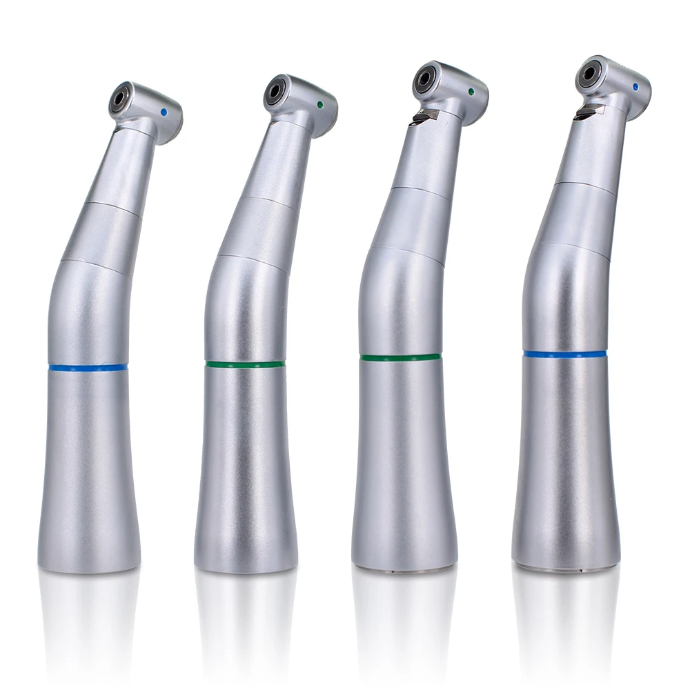 

Dental ow Speed Handpiece Contra Angle 1:1 4:1 KV E20L Type With / None Optic Fiber Head Blue Rings Green Rings