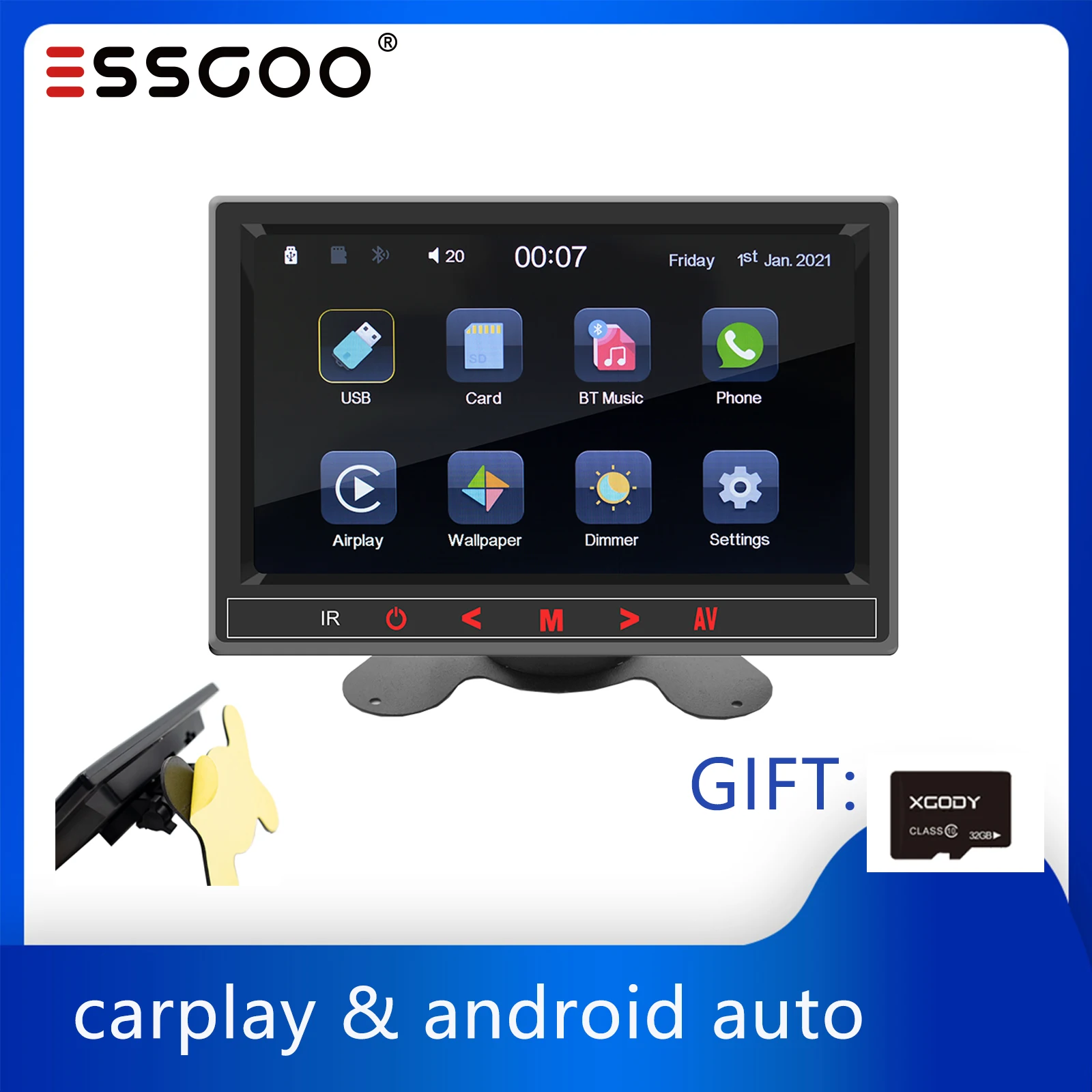Портативный автомобильный монитор ESSGOO 7-дюймовый экран система Wince Bluetooth mp5-плееры