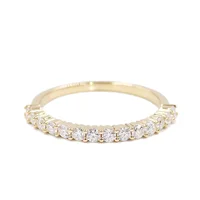 Tianyu Gems Yellow Gold Wedding Band Eternity Rings with 2mm Moissanite Diamond Women 10k/14k/18k Promise Engagement Finger Ring