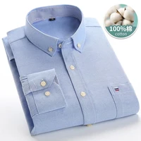 2021 100 cotton high quality mens long sleeve shirts oxford washed striped casual fit slim dress shirts mens casual shirts